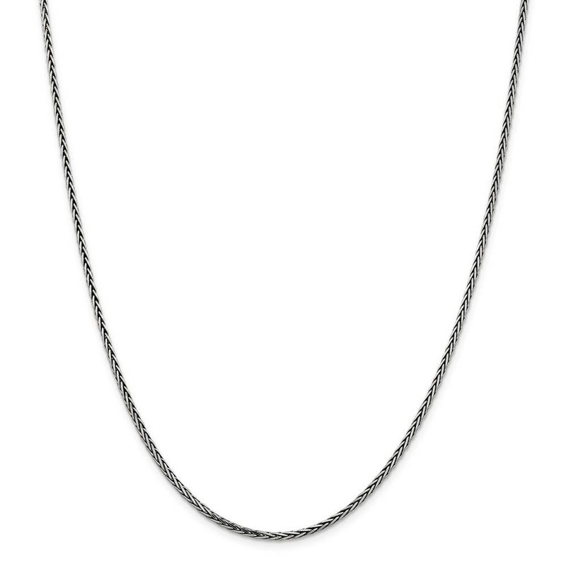 2.25mm Sterling Silver Antiqued Square Spiga Chain Necklace, 20 Inch